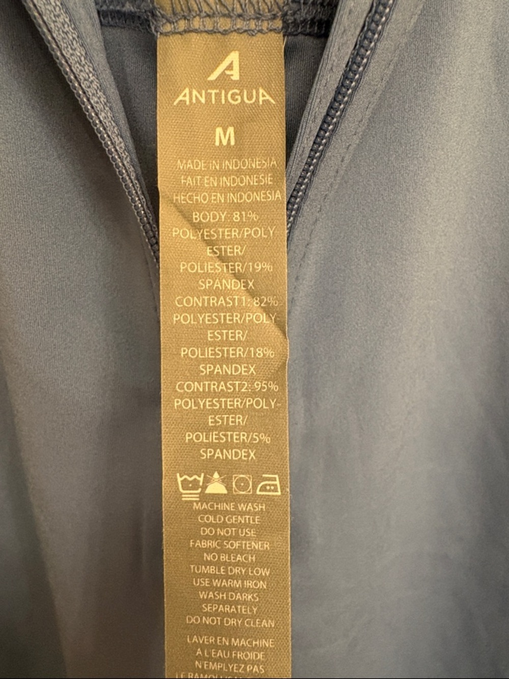 Antigua Medium Navy Zip Polo - Picture 3 of 4